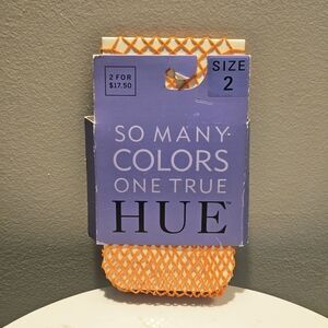 HUE Vibrant Orange Fishnet Tights Size 2